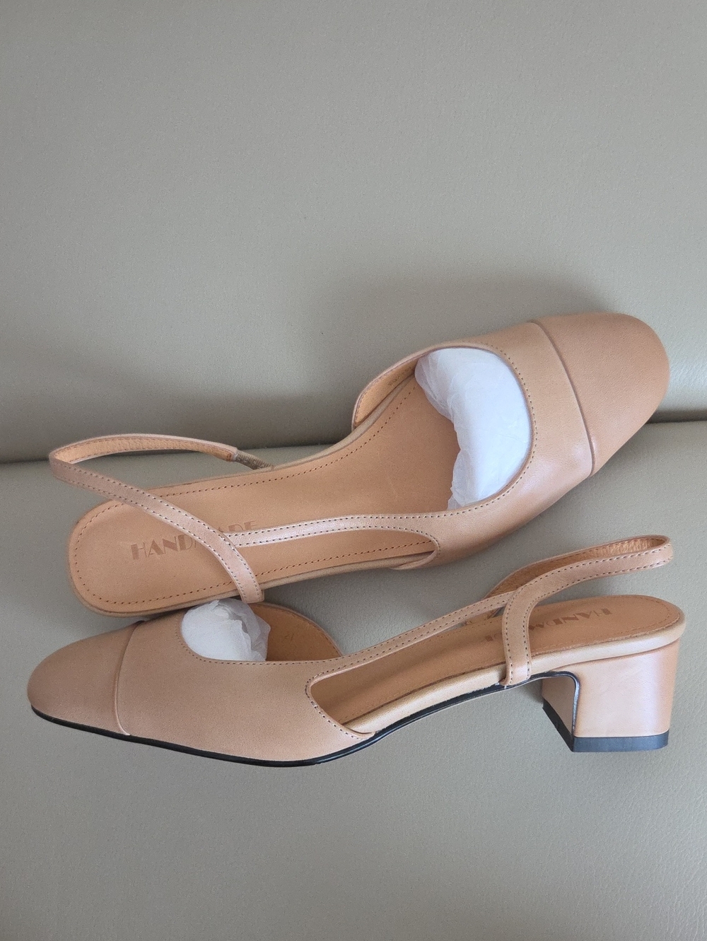 Classic Tan Slingback Block Heel Pumps